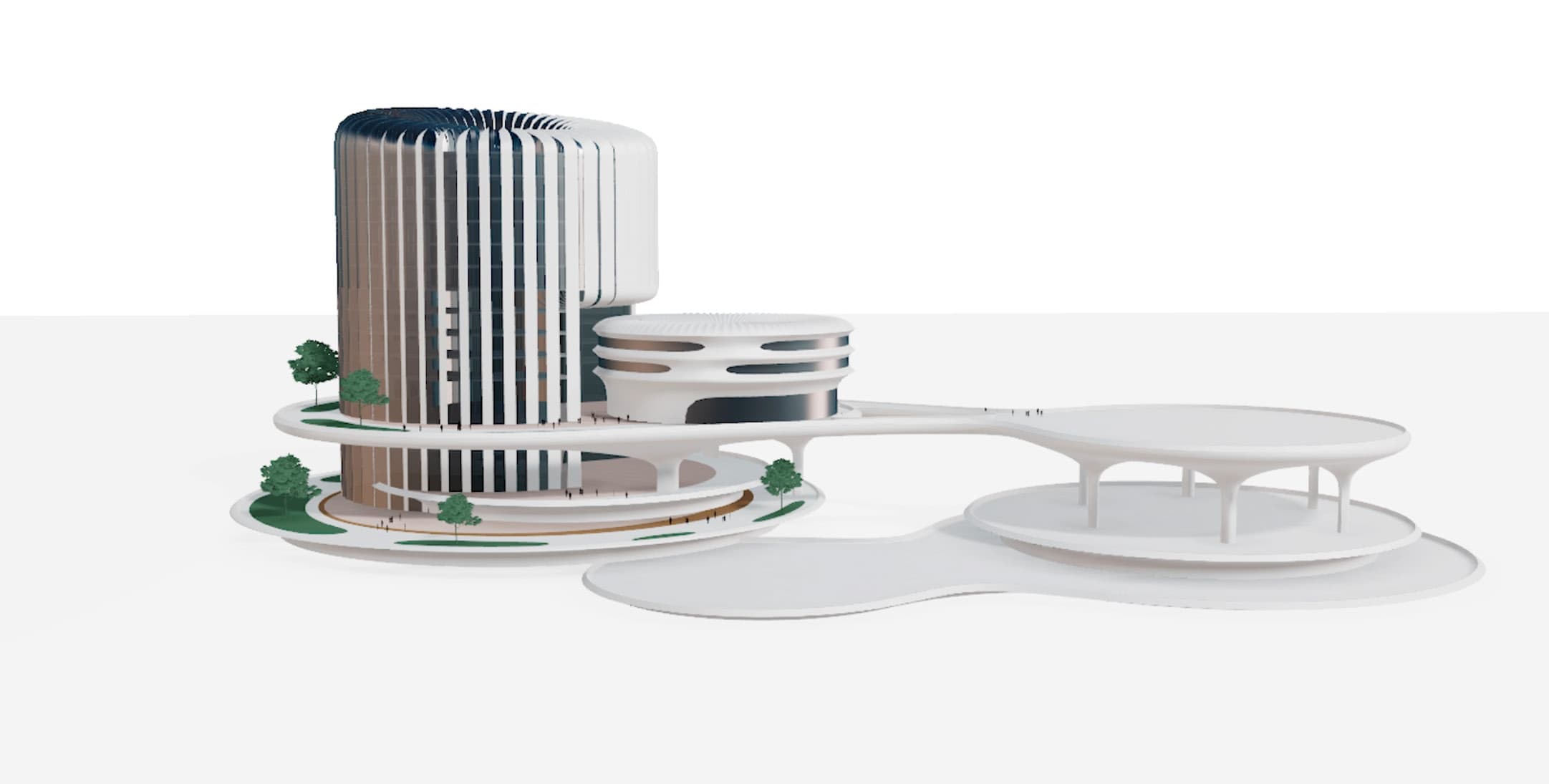 Biała makieta studialna modułowych elementów zabudowy Skyspace City